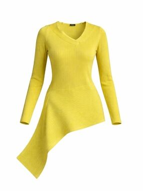 Chico's Bright Yellow Asymmetrical Knit Dress